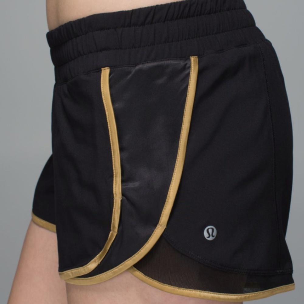 Lululemon Super Squad Black Gold Shorts Lined
